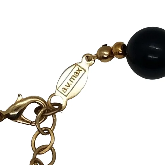 A.V. MAX BLACK & GOLD BEADED COLLAR LENGTH NECKLACE - Picture 5 of 6